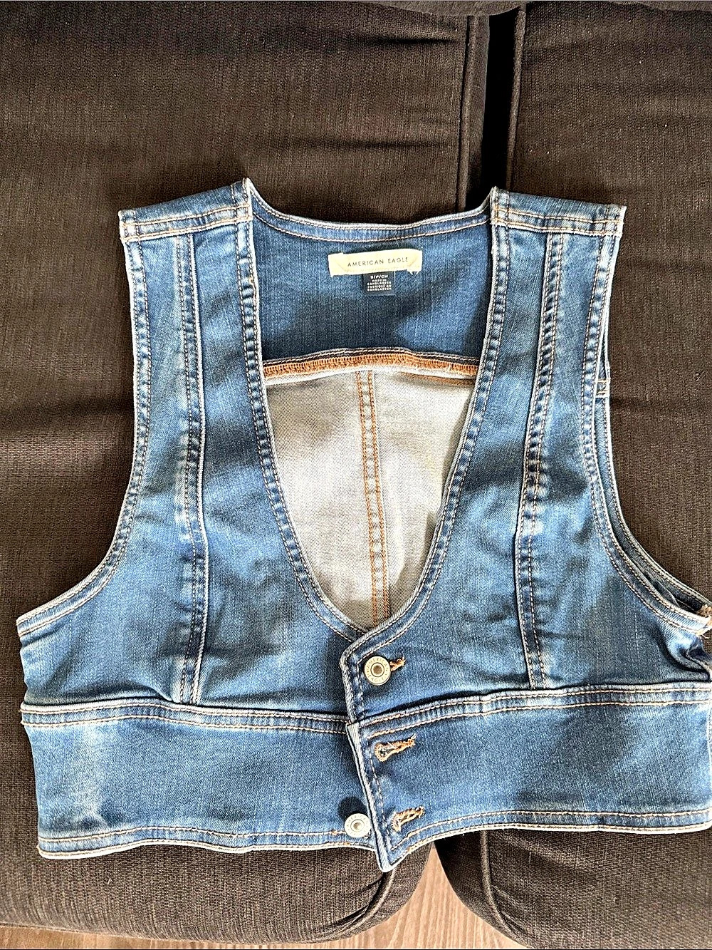 American Eagle Denim Cropped Vest